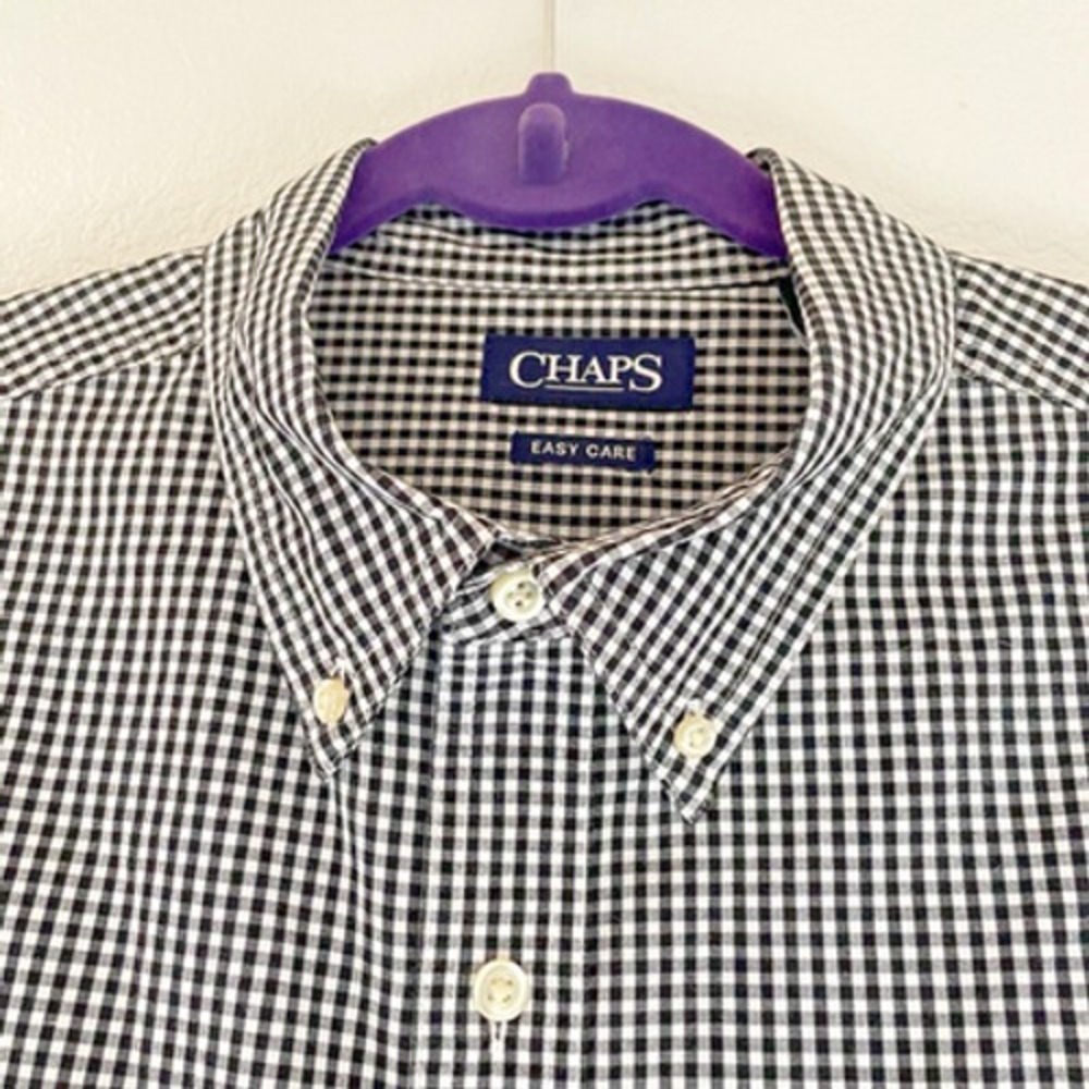 Chaps black/white checked long sleeve shirt men XL/TG long sleeve button up